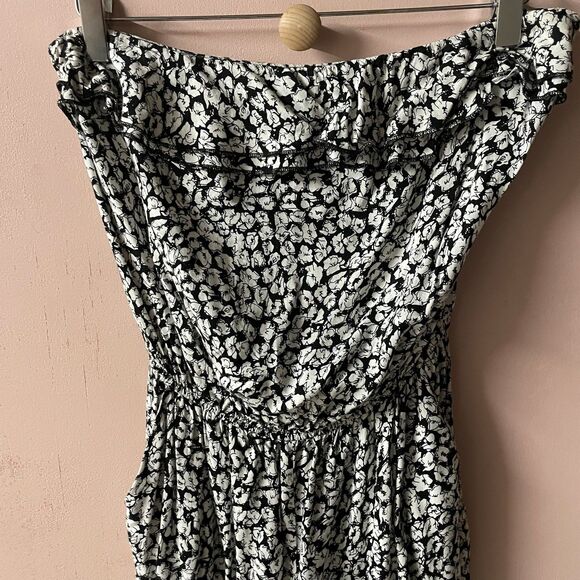 Forever 21 Black & Cream Floral Print Strapless Jumpsuit Size M GUC - Picture 9 of 11